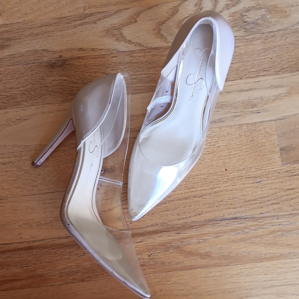 Jessica Simpson see through peek a boo heels. Great condition size 8.5